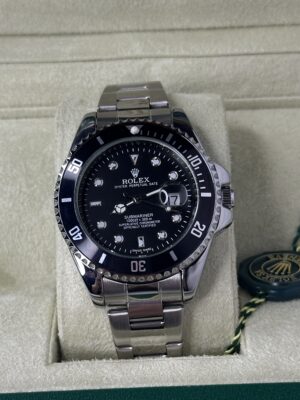 Rolex Submariner Black Dial with Silver Chain & Rotating Bezel