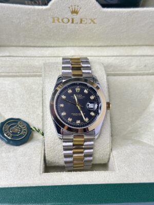 Rolex Oyster Perpetual Black Dial - Truetone Stainless Steel Jubilee Chain