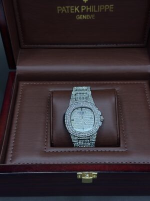 Patek Philippe White Stone Dial with Stainless Steel Chain