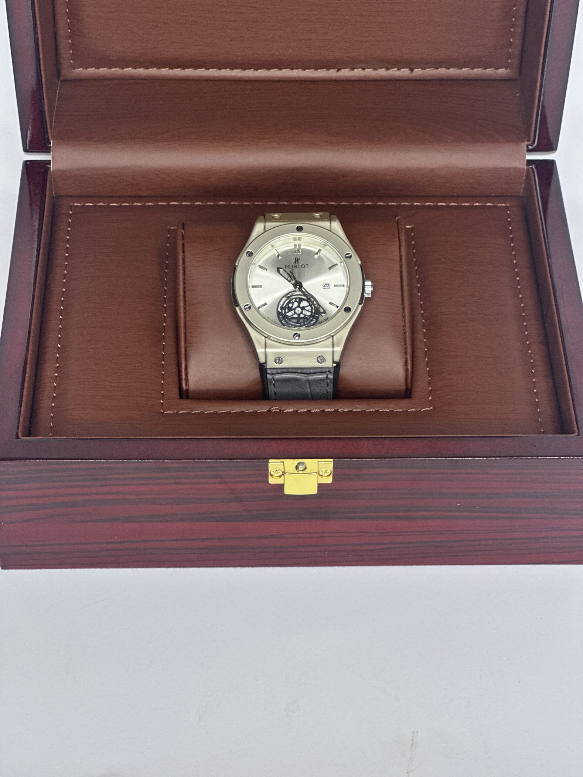 Hublot Classic Fusion White Titanium with Silver Dial & Gray Leather Silicon Strap - Image 6