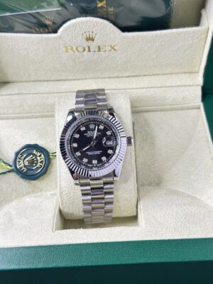 Rolex Oyster Perpetual Datejust Black & Stainless Steel Silver Edition