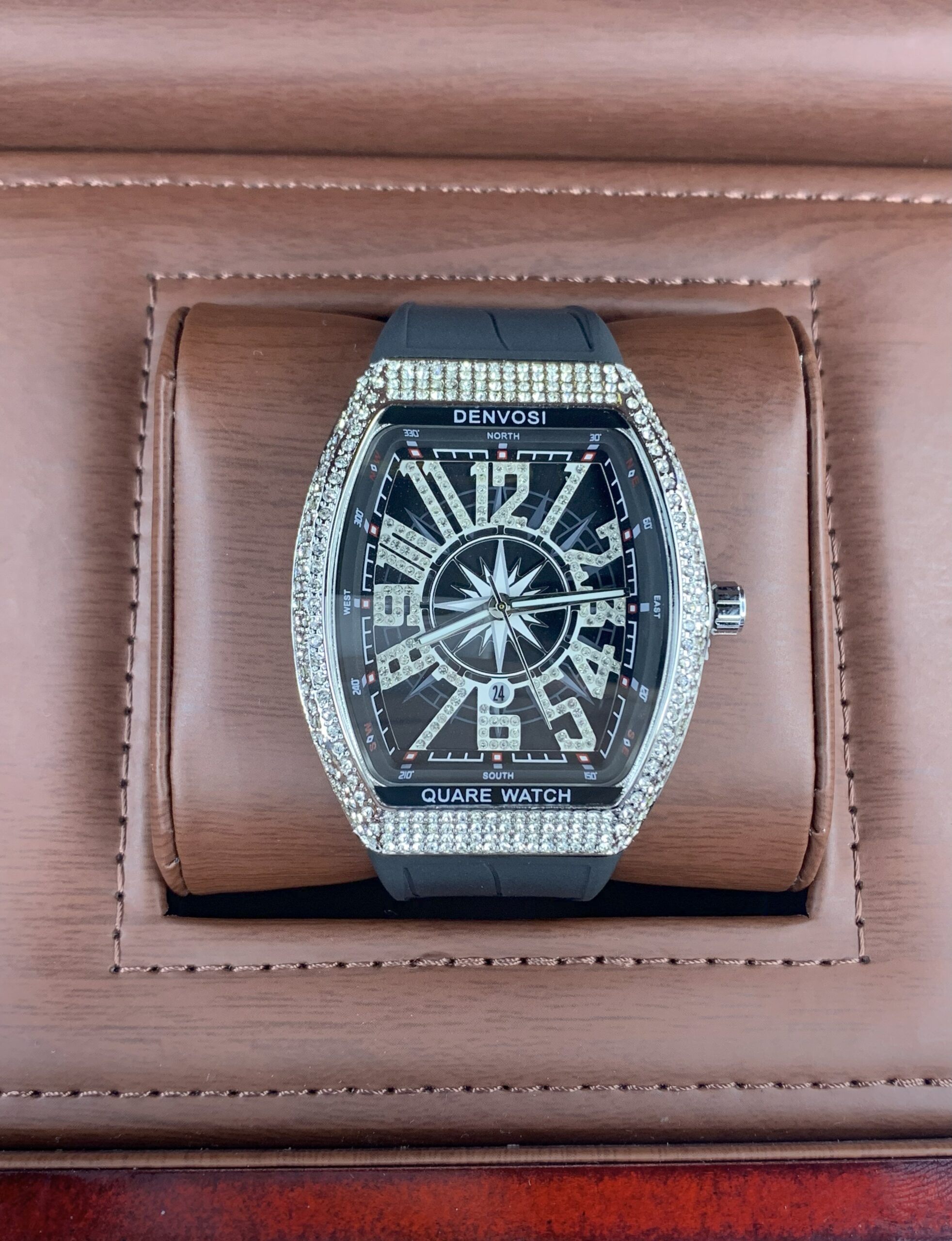 Franck Muller Black Dial with White Stones