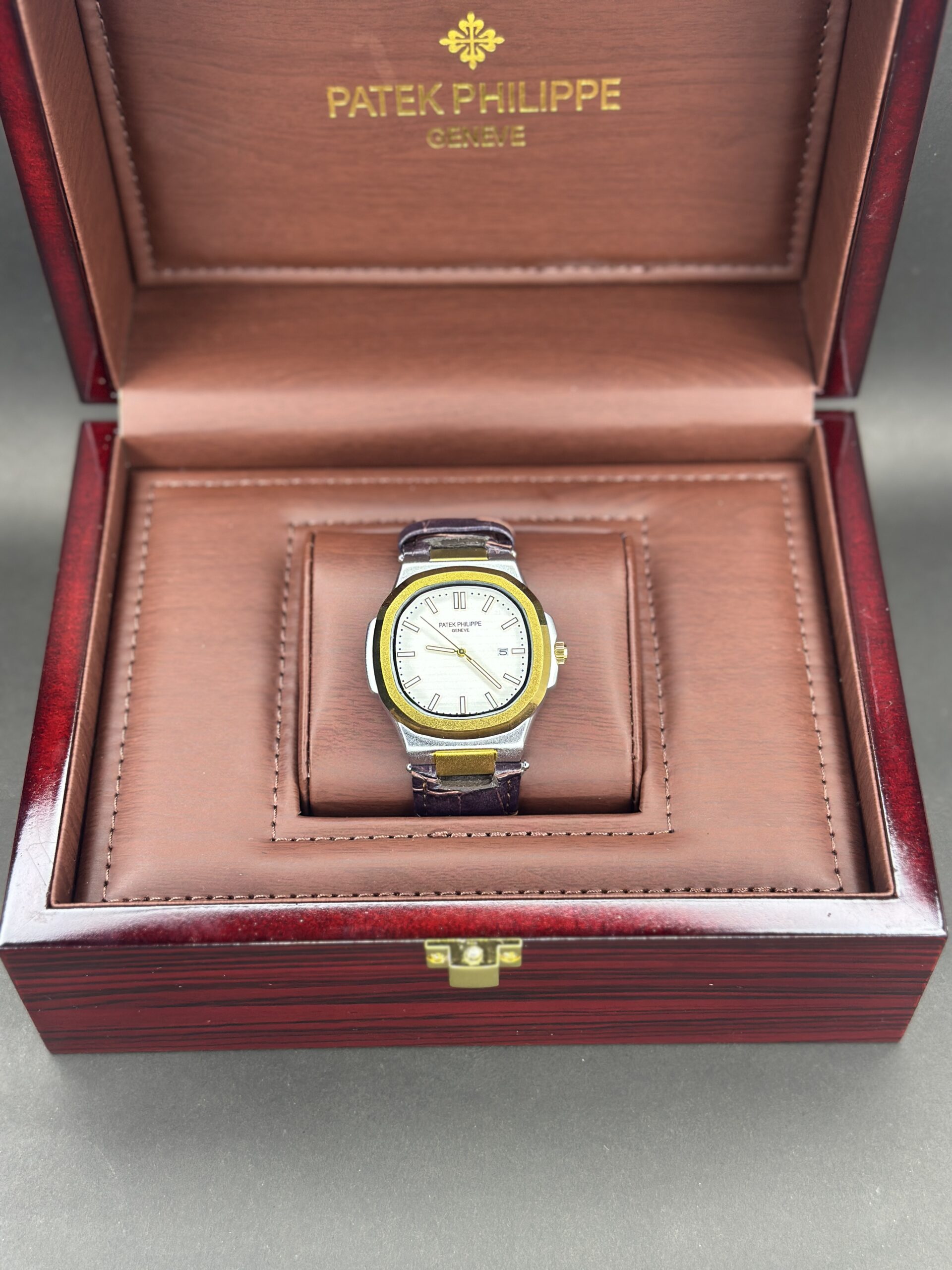 Patek Philippe White Dial with Leather Straps - Image 4