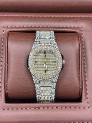 Crystal Time Gold and White Stones with Stainless Steel Chain